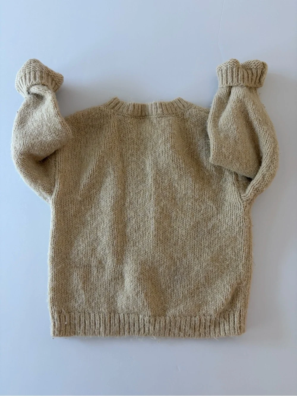 Zara Girls Beige Knit Pullover Sweater With Floral Embroidery Size 6 - READ